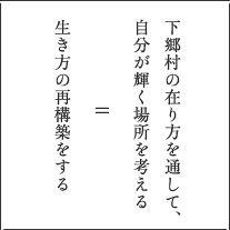 下郷村の在り方を通して、自分が輝く場所を考える＝生き方の再構築をする